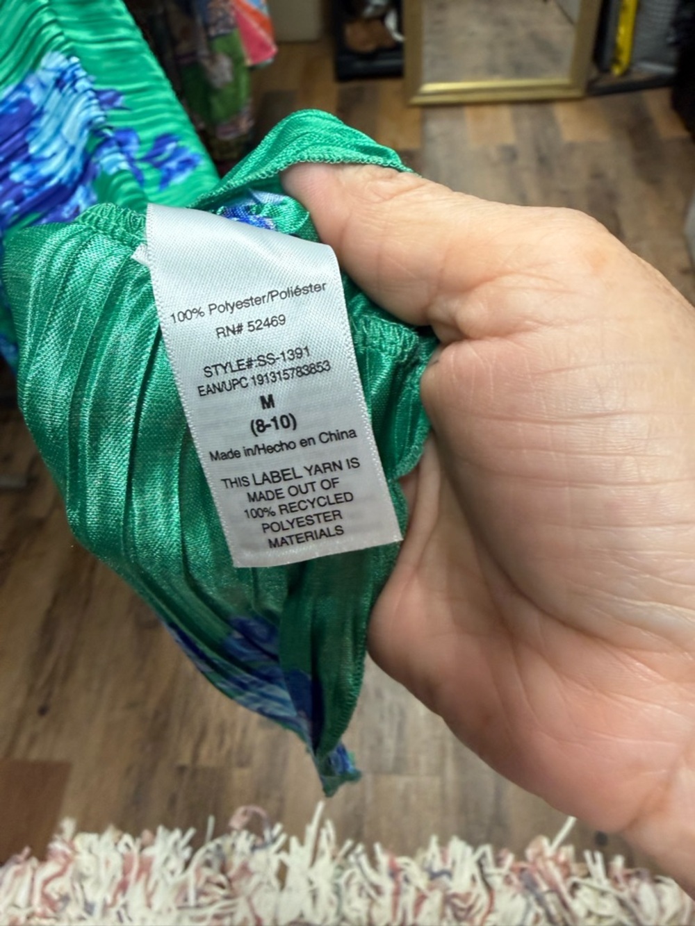 Green Floral High-Low Wrap Dress with Tie Waist - Picture 8 of 11